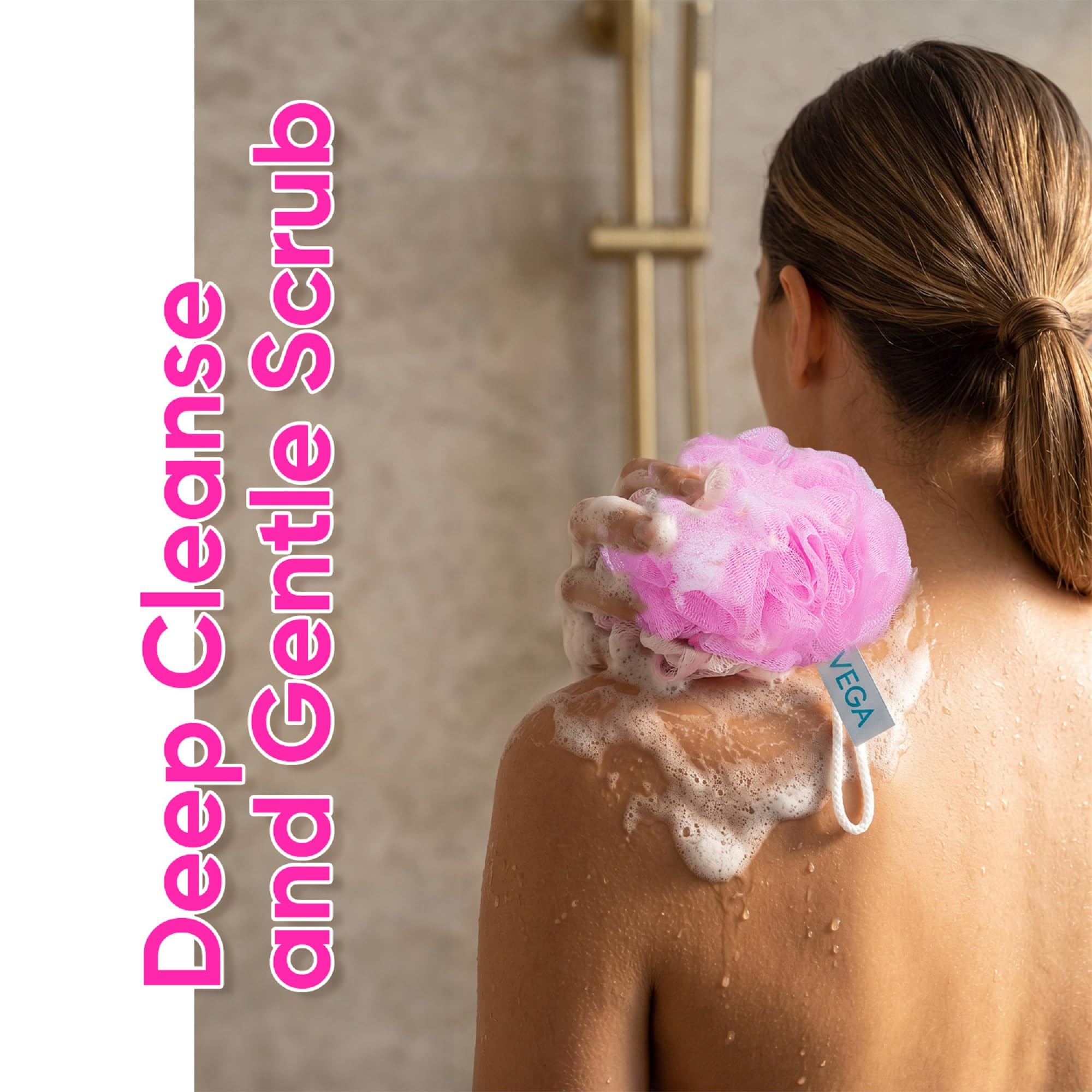 VEGA Everyday Bath Sponge & Loofah for Bathing | Soft Body Scrubber, Shower Pouf & Luffa for Men & Women | Gentle Exfoliating Sponge for Cleansing | All Skin Types (BA-3/11) 1