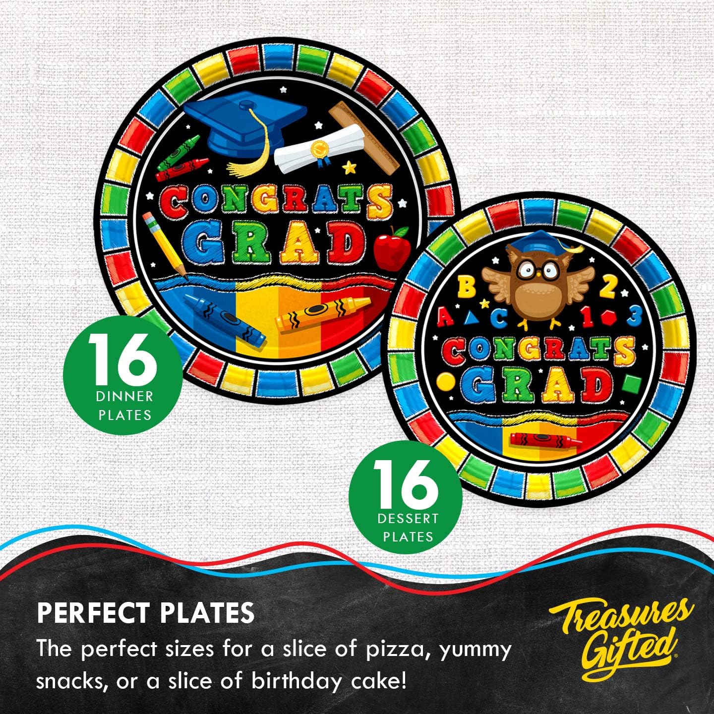 Treasures Gifted Preschool Graduation Decorations - Serves 16 Guests - Ultimate Set Kindergarten Graduation Decorations - Prek Grad Decorations - Backdrop, Balloons & More!