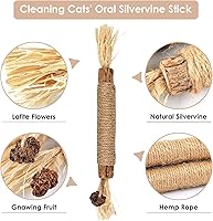 Vista 3 de Bissap 10 palitos masticables Silvervine para gatos, palitos masticables de hierba gatera, juguetes para gatos en interiores, dientes de gatitos