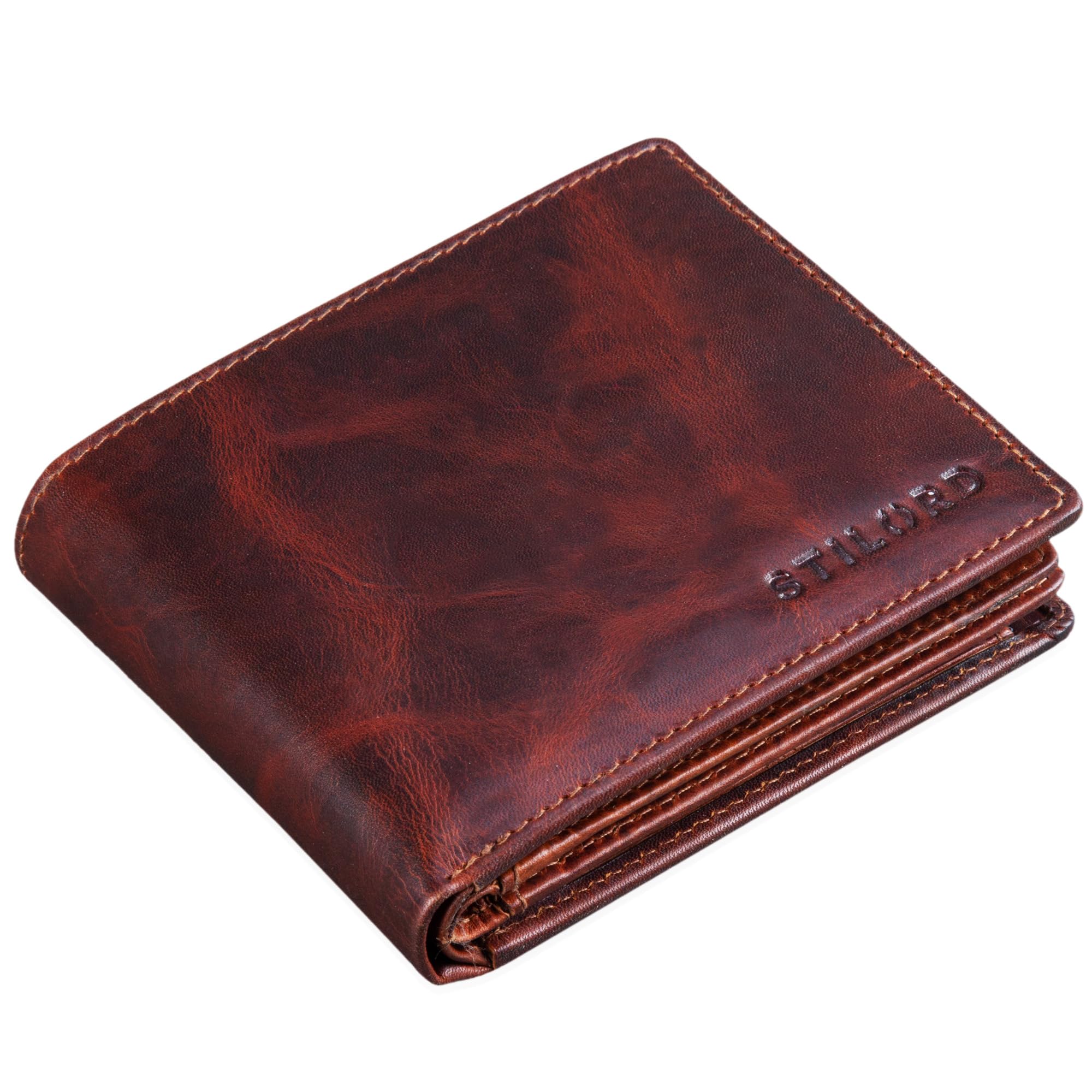 STILORDGuillermo' RFID Leather Wallet Men's Wallet in Gift Box Men's Card Slots NFC Reading Protection Wallet Genuine Leather Colour: Milano - Brown