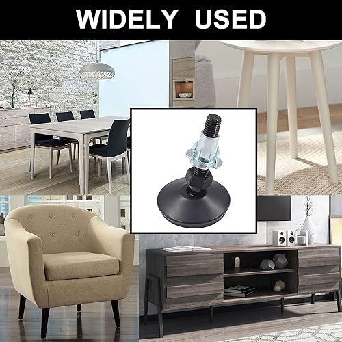 Miniatura 6 de Hordion Juego de 4 pies niveladores ajustables, ajustadores de altura resistentes, pies niveladores de muebles para silla de mesa de gabinete, patas