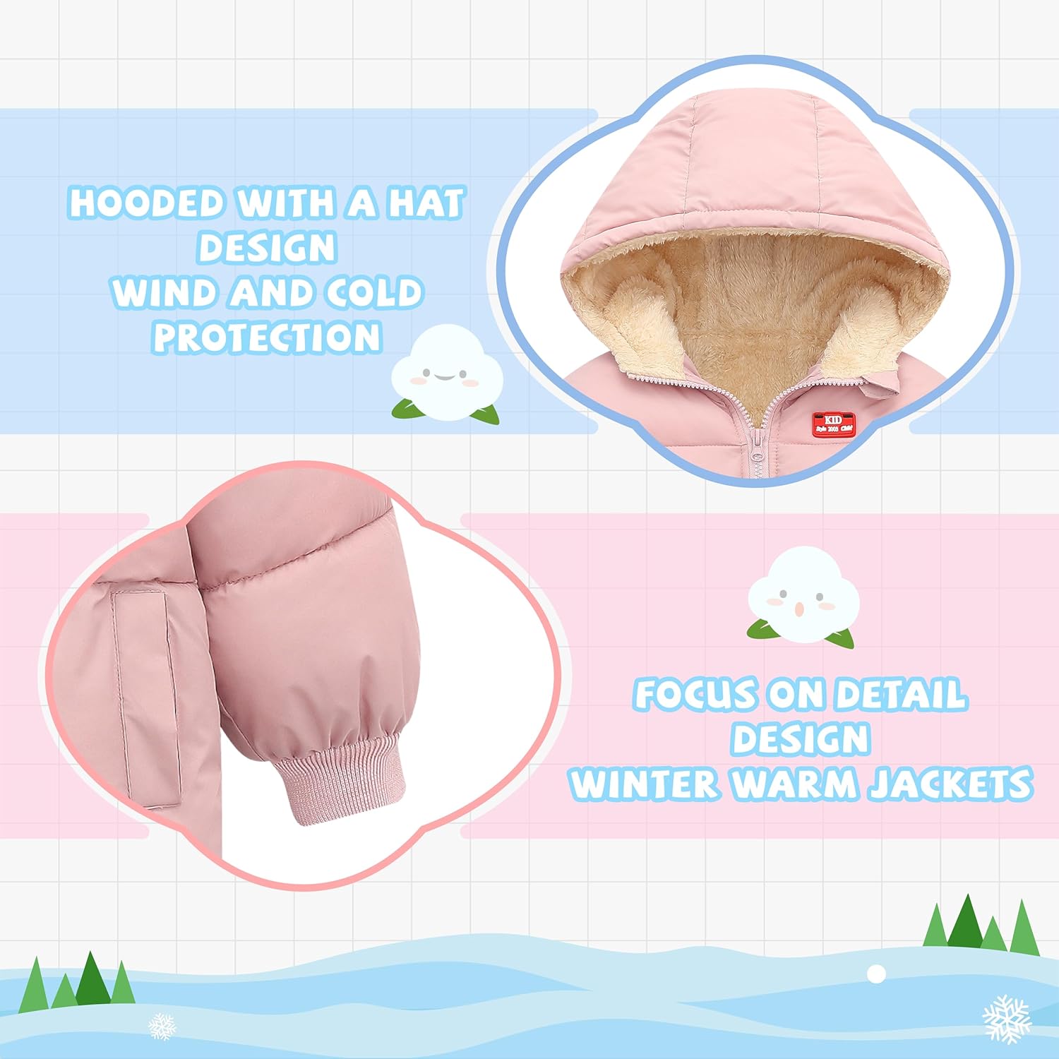 Baby Winter Coats, Outerwear for Toddler Kids Infants Boys Girls Light Puffer Warm Hooded Down Jacket for 2-7 Years - Image 3