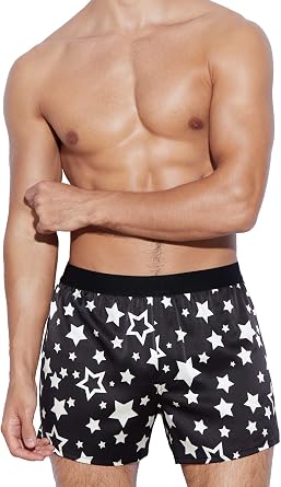 Mens Silk Boxer Shorts - Pure Mulberry Silk Underwear, Luxury Sleepwear, Pajamas Lounge Shorts - Improved Waistband Stargazer, L