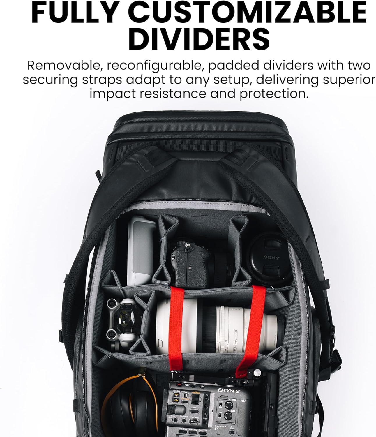 NANUK N-PVD 30L Camera Backpack – Water-Repellent with Rain Cover, Fits 2 Cameras, Drone, Tripod & 16" Laptop Compartment, Carry-On Approved – For Photographers, Travel & Hiking – Black