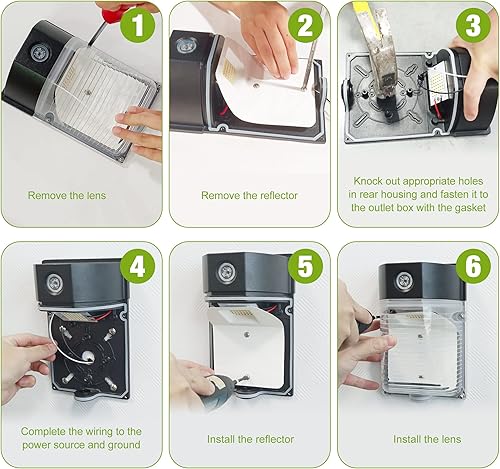 Miniatura 7 de YXL Paquete de 4 luces LED de pared de 30 W y 3600 lm con fotocélula del atardecer al amanecer, AC100-277V 5000K, luces LED para exteriores, IP65