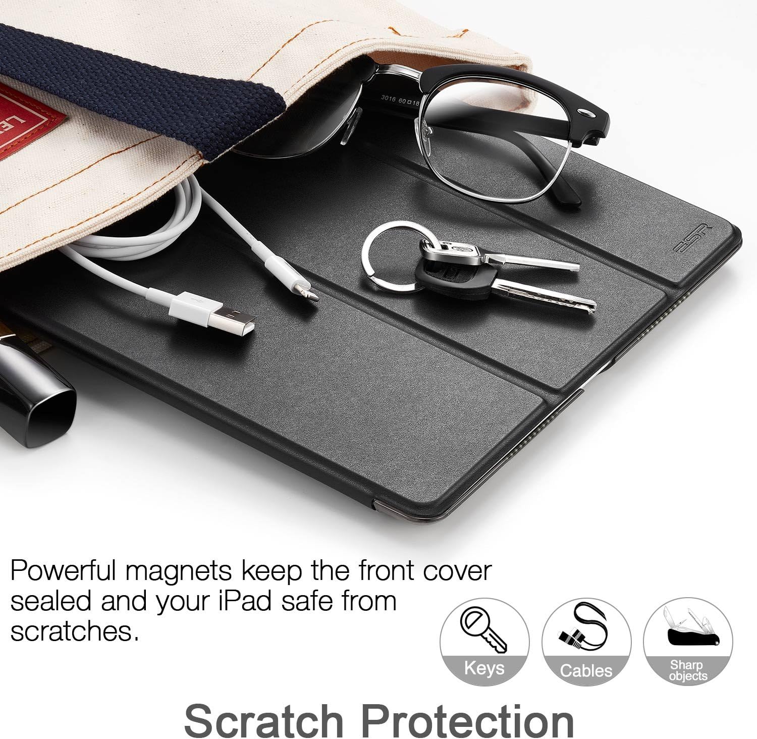 iPad pro 9.7 inch Case, ESR Smart Case Cover [Synthetic Leather] Translucent Frosted Back Magnetic Cover with Auto Sleep/Wake Function [Light Weight] (Black)