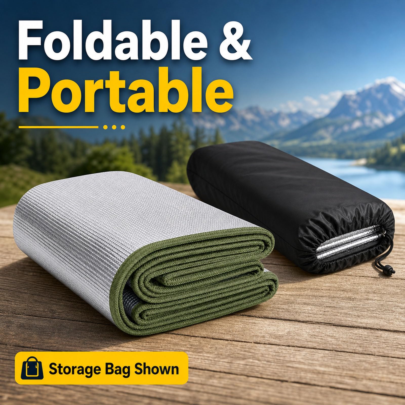 Estera De Camping Térmica Aislante,Esterilla De Espuma Aluminizada,Esterilla térmica Antihumedad,Plegable,Impermeable,Engrosada y cómoda,para Tiendas de Campaña,Senderismo,Picnic