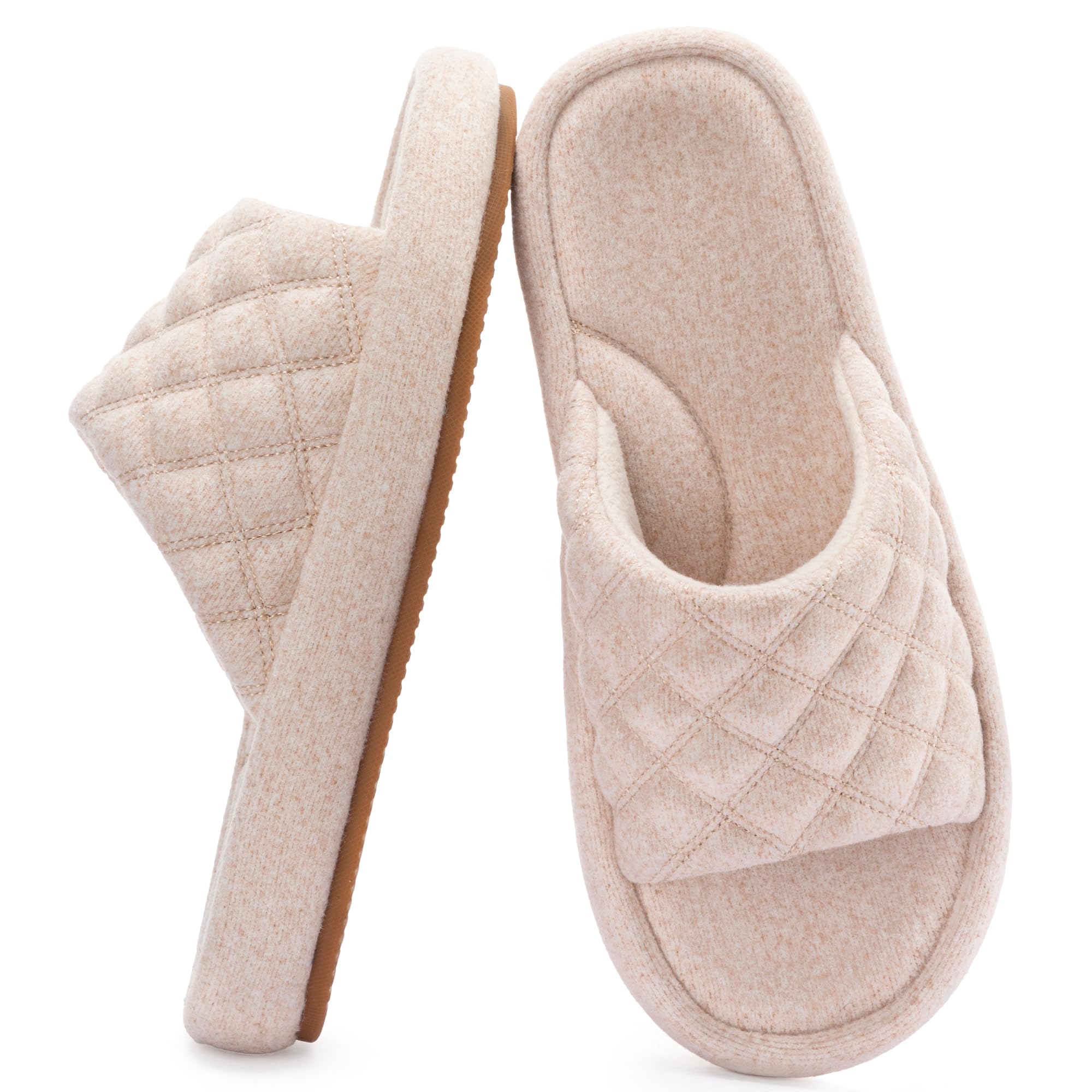 RockDove Zapatillas de Casa para Mujer en Fieltro Acolchado con Punta Abierta, Soporte para el Arco y Espuma Viscoelástica, Cómodas para Interior y Exterior