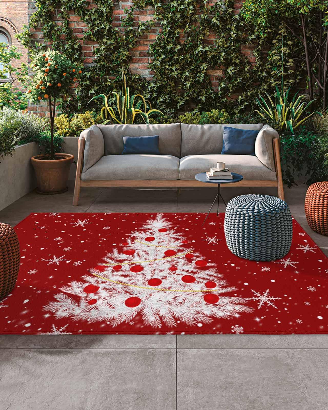 Amazon.com: Christmas Outdoor Rug 4x6 ft Christmas Tree Outdoor