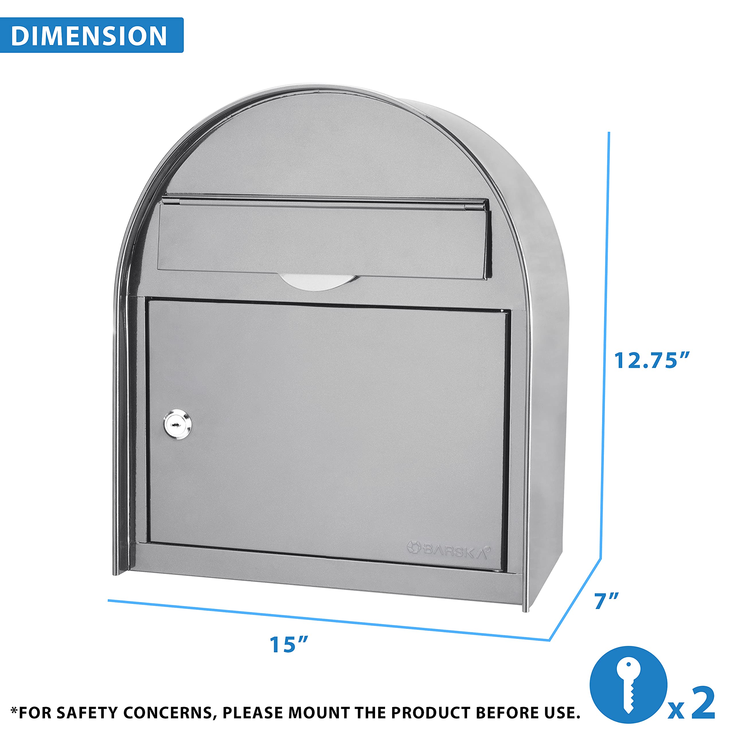 Wall-Mount Top Opening Mail Drop Box | CB14074 U2013 Barska