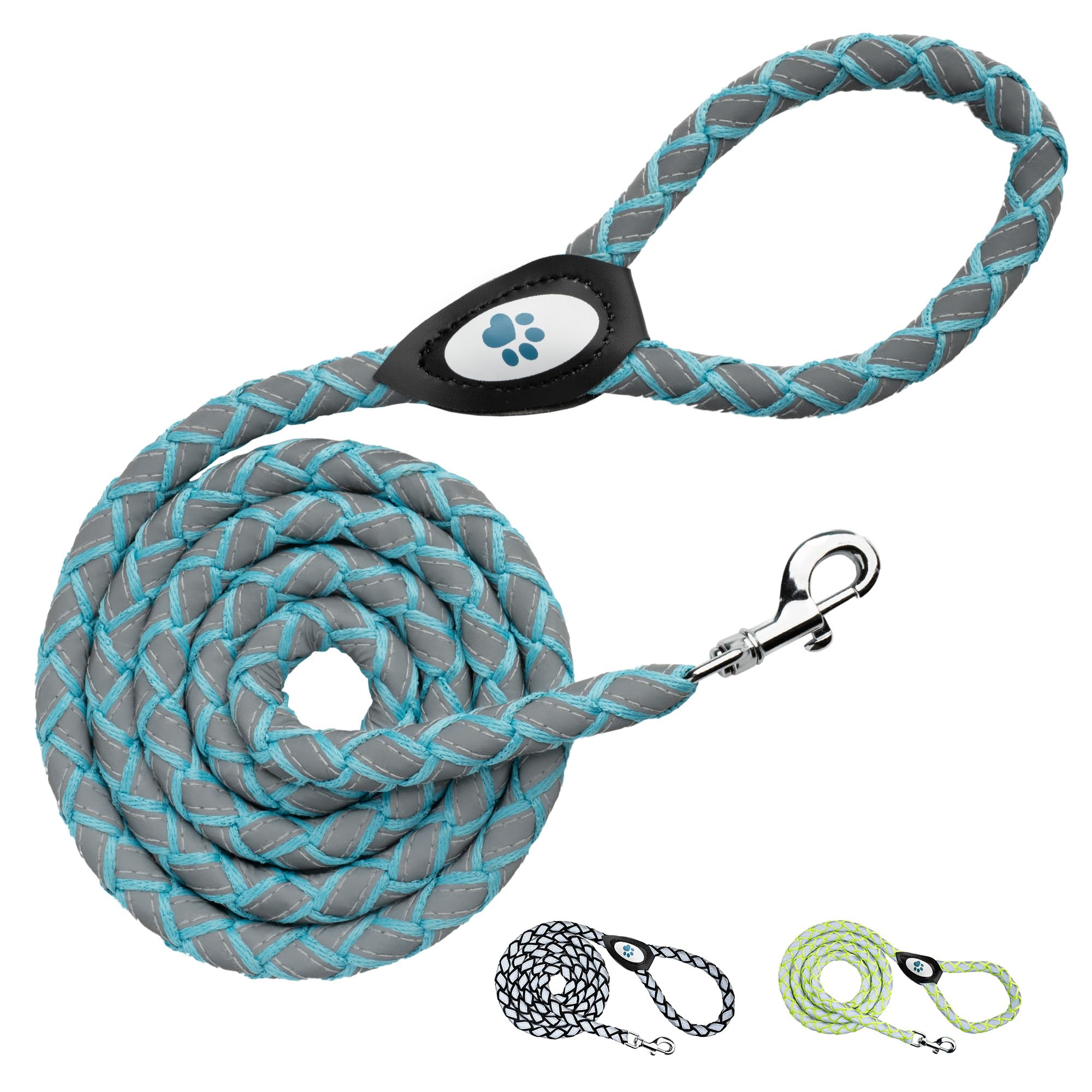 SafetyPUP XD Reflective Dog Leash. Heavy Duty and Durable for Large and Medium Breeds. 6 Ft Long Rope, Tangle Free Braided Leash with Comfortable
