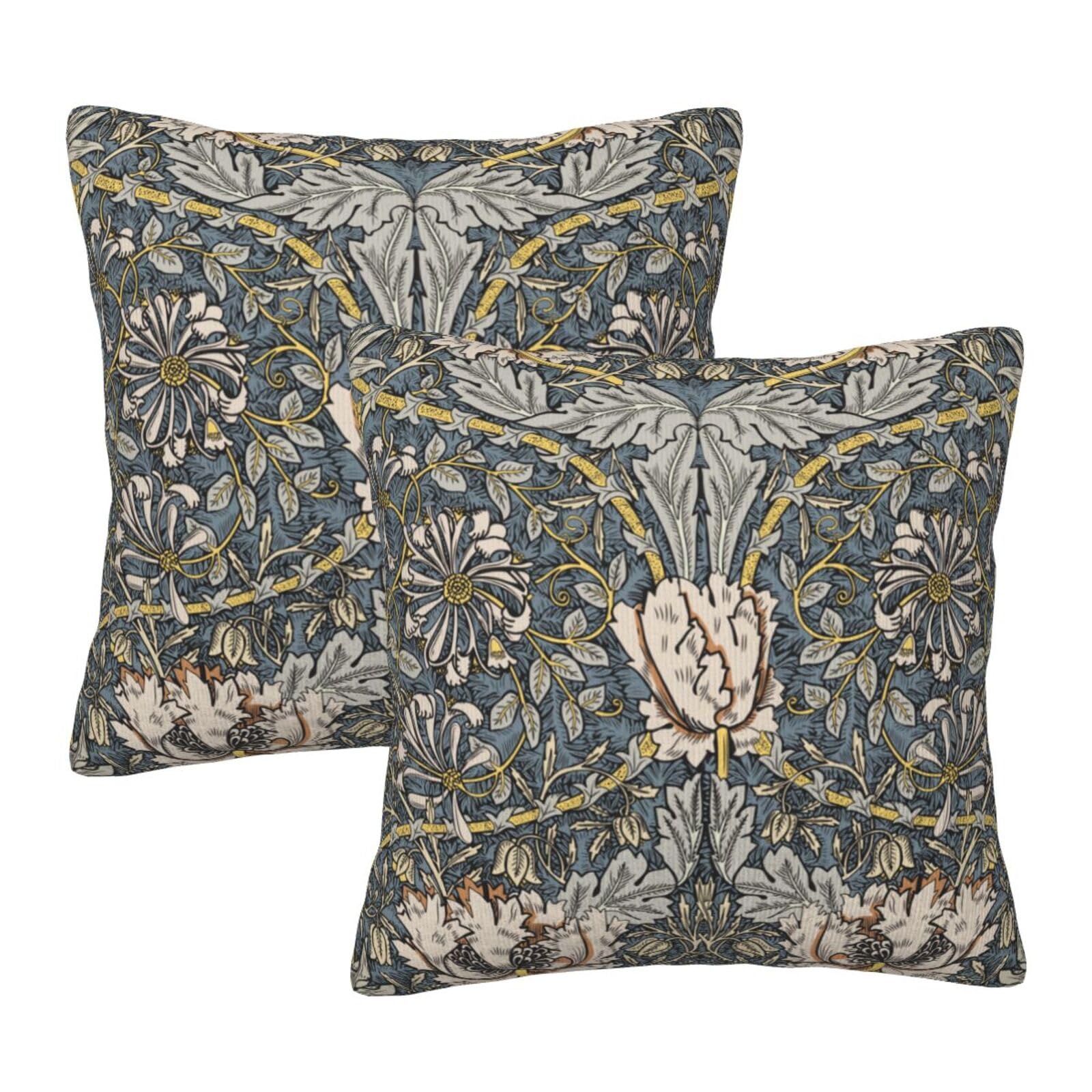 Keebik William Morris Pimpernel Throw Pillow Covers Set of 2 Cushion Covers for Couch Home Bed Living Room Decorative Pillow Cases 18x18 Inch