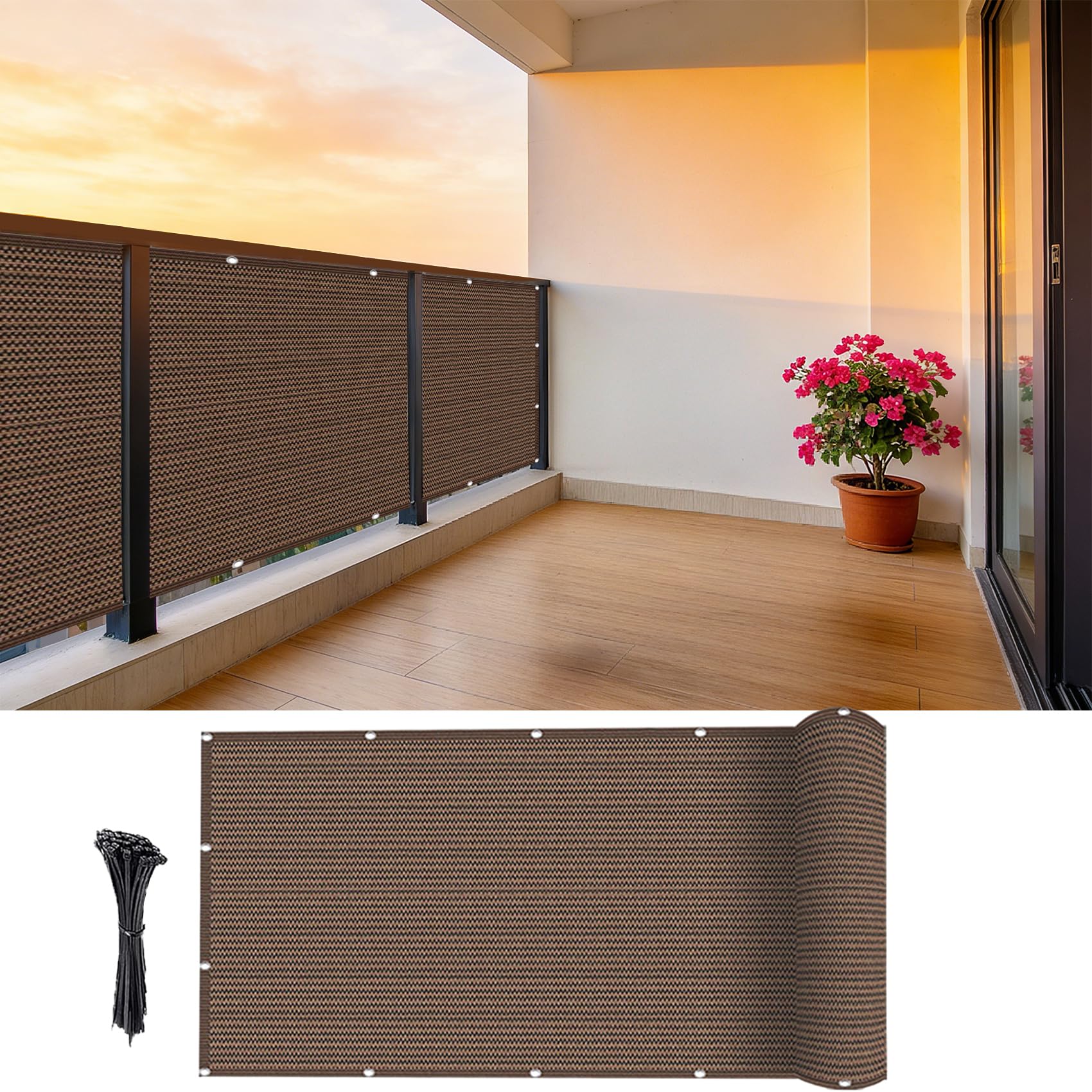 Protection de la vie privée brise vue jardin opaque 120 x 300 cm cache vue balcon résistant marron