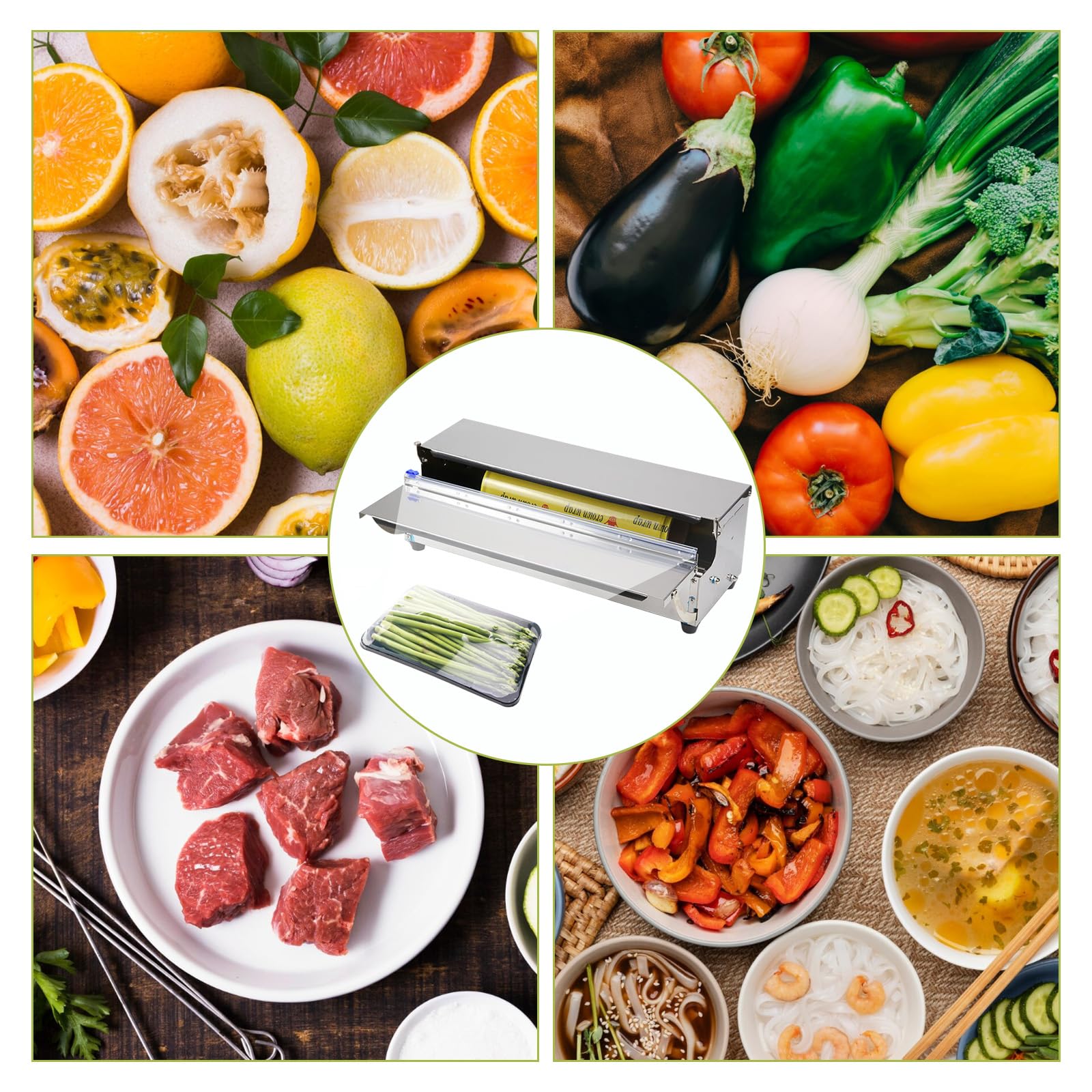 Folienspender Edelstahl (45cm) mit Frischhalte & Alufolie Hygienisch, staubdicht, 2 Ersatzklingen, faltbar, Ideal für Gastronomie