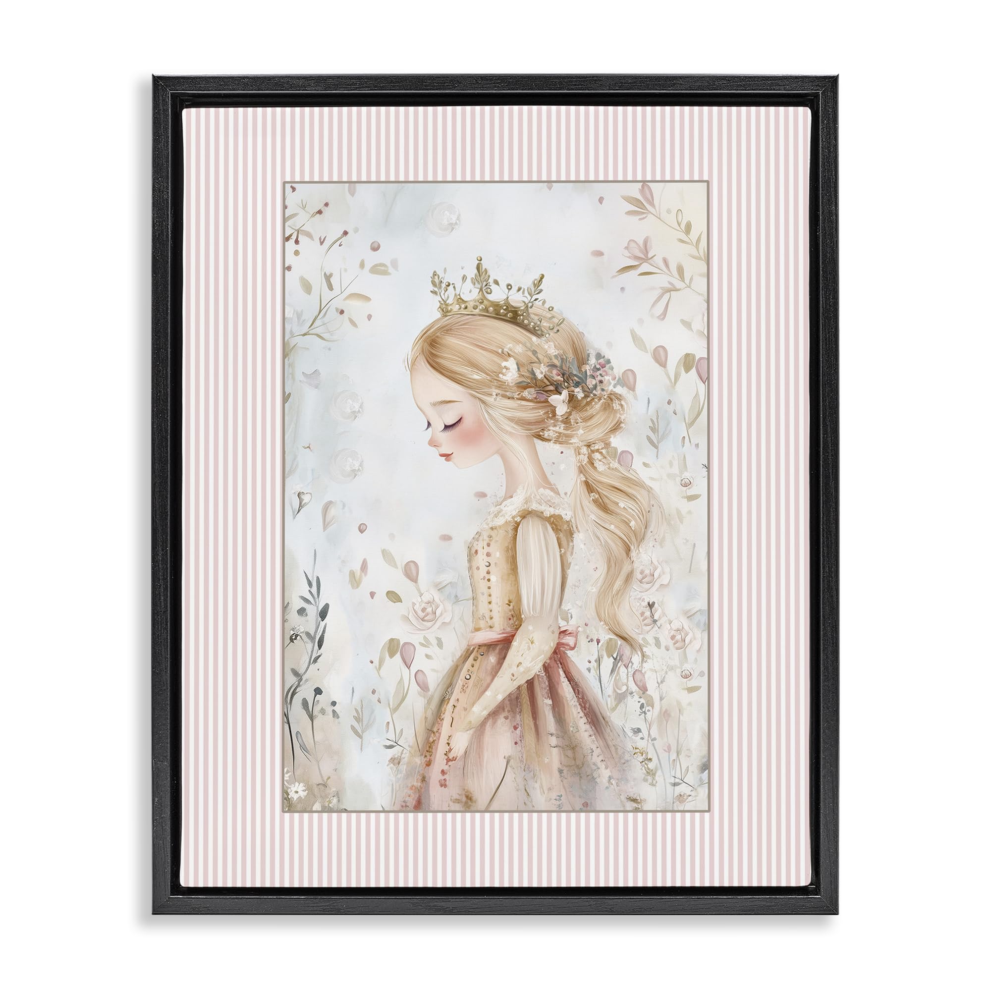 Stupell Industries 'Enchanted Dreams Princess', Floating Frame Canvas Art, Black, 25 x 31 Inches, Easy to Hang and Sturdy, Made in USA, by Christine Simpson Art