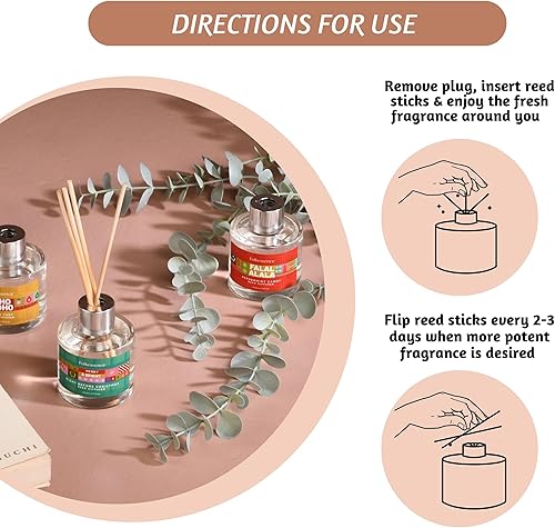 Miniatura 4 de Folkulture Chrismas - Juego de 3 difusores de varillas para el hogar, 5.1 onzas líquidas, difusor de aceite esencial con varillas de junco, difusor