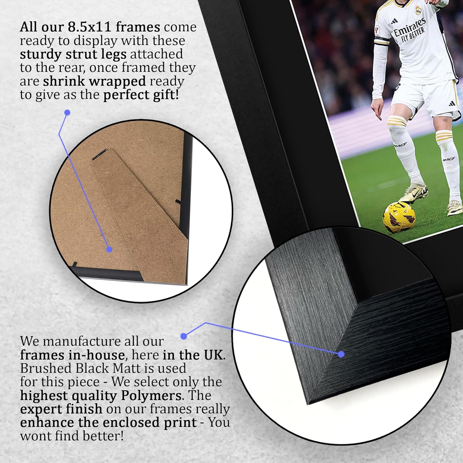 HWC Trading Federico Valverde Real Madrid Gifts Printed Signed Autograph Picture for Soccer Fans and Supporters - US Letter Framed