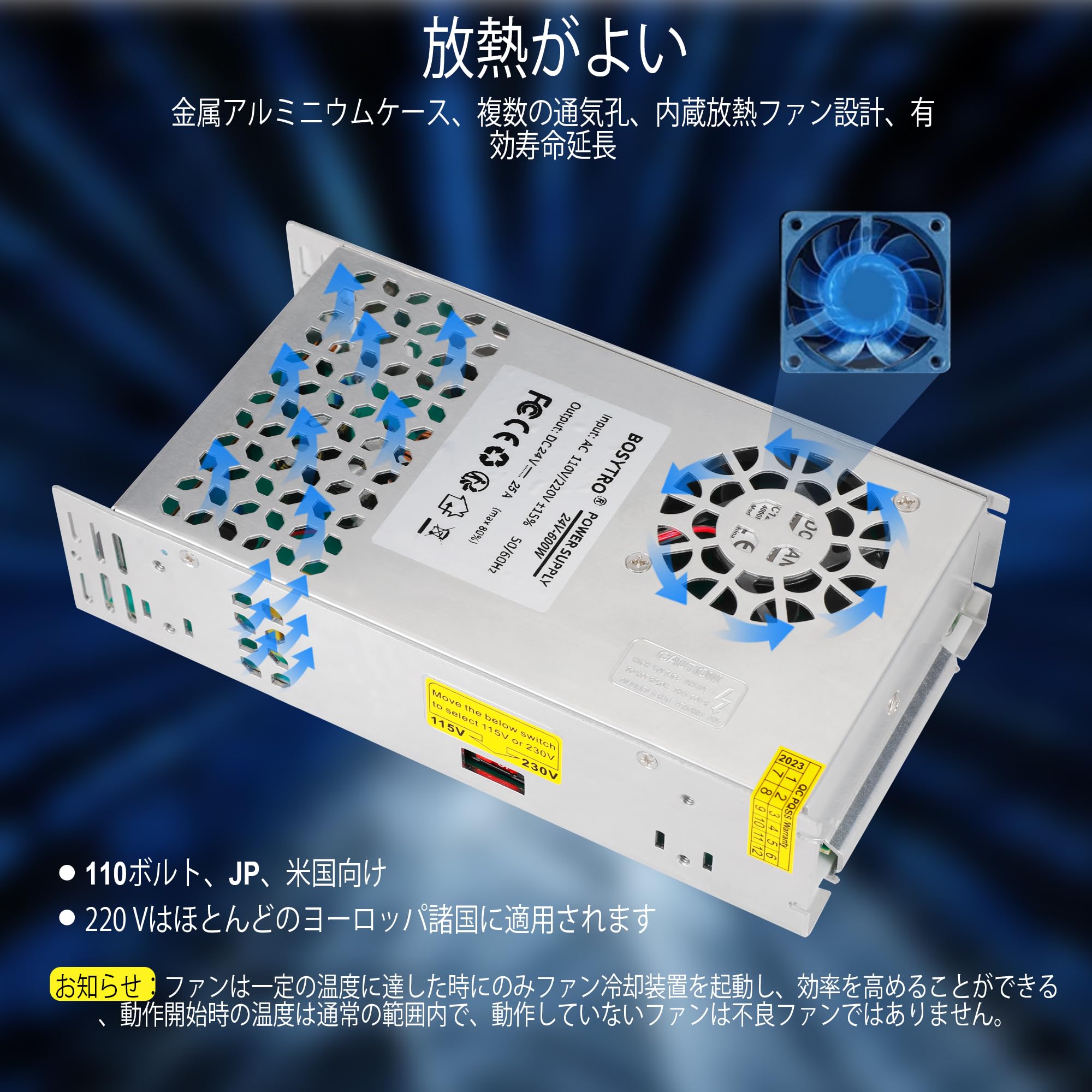 Amazon.co.jp: BOSYTRO 24V 25A 600W DCスイッチング電源、安定化電源