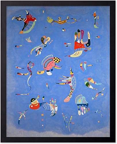 Poster Master Póster abstracto vintage, impresión de ilustración retro, regalo para artista, amigo, azul cielo, figuras al azar, colores vibrantes,