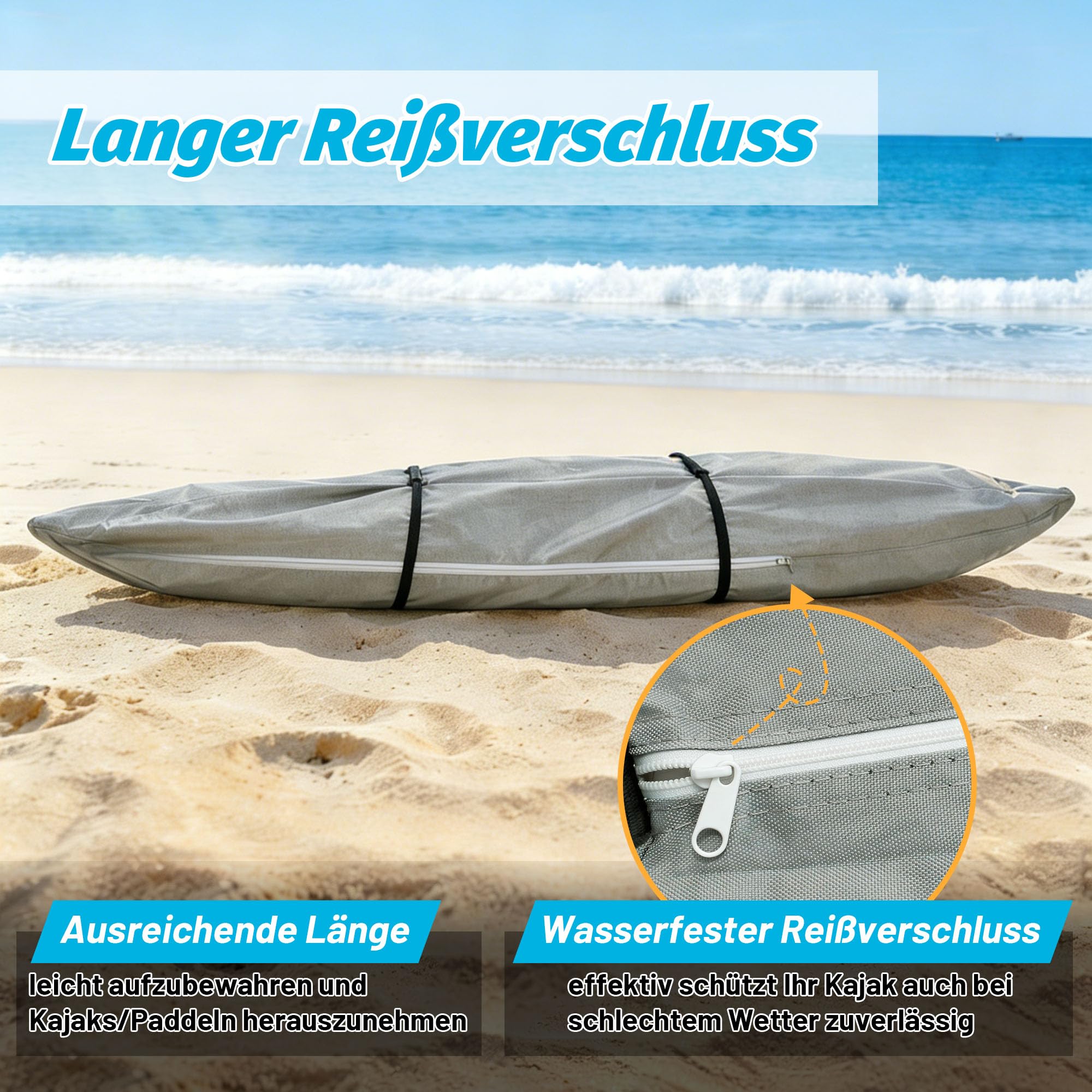 wasserdichte Kajak Abdeckung - Verdickte Tränen Verblassen Beständig Kanu Abdeckungen für Outdoor Indoor Storage, UV-Schutz Kajaks Zubehör für SUP Paddeln Vorstand Booten, 4.87m, Schiefergrau
