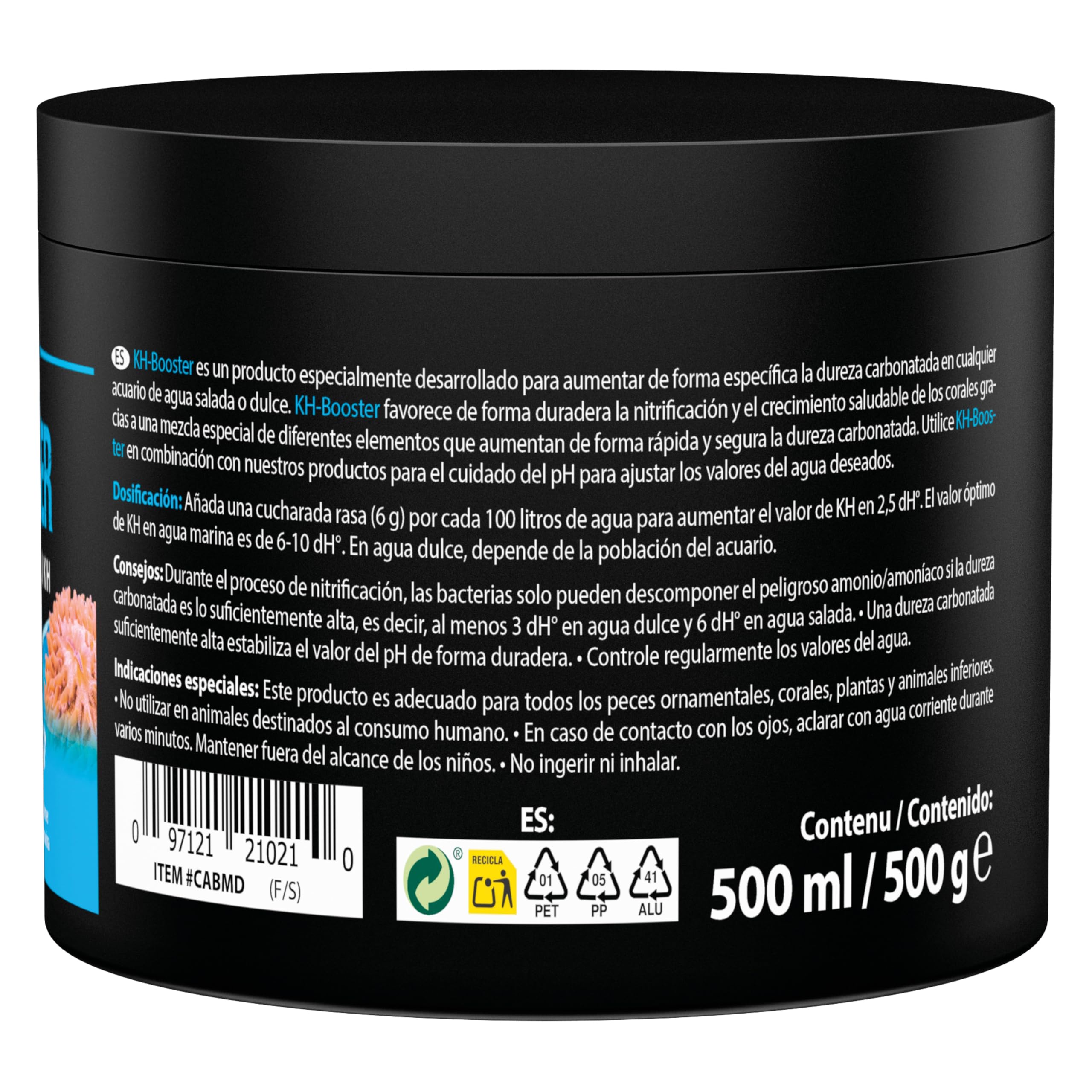 Augmenteur KH Aquarium – 500 g – Poudre Tampon pH pour Eau Douce & Marine – stabilise Les paramètres, protège Le biofiltre & favorise la Nitrification – Eau Claire & équilibrée