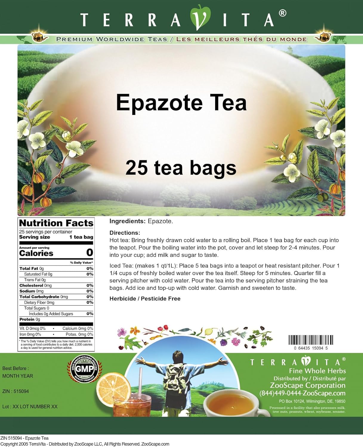 Epazote Tea (25 tea bags, ZIN: 515094)