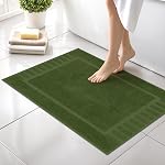 Canadian Linen Yukon Mattes de bain, 2 Paquet, 20.00x30.Léger Quick Dry Picture Frame Design Cotton Zone Baignoires [Pas Rug de salle de bains] Serviettes de douche douces, Tapis de sol absorbant, Tapis d'eau lavable, Blanc