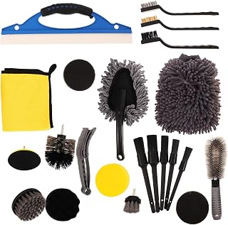 SOLUSTRE 23pcs Car Detailing Brush Set with Wheel Rim Cleaner, Interior Duster, and Tire Brush Kit for Automotive and Motorcycle Cleaning