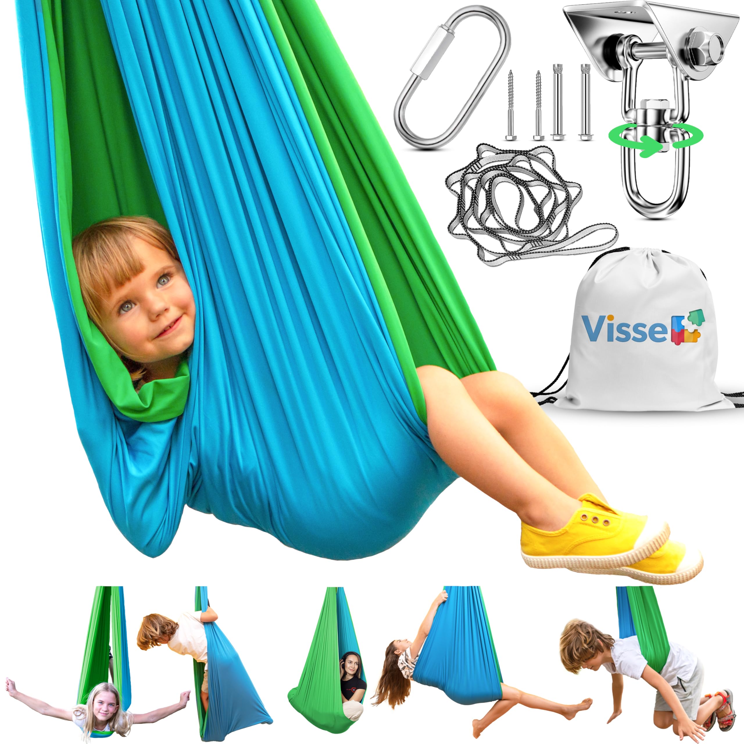 Sensory Swing for Kids Indoor - Calming Cocoon Therapy Swing 360° Hardware - Holds 300lbs - Indoor Outdoor Sensory Hammock - Autism ADHD SPD Trusted Sensory Support