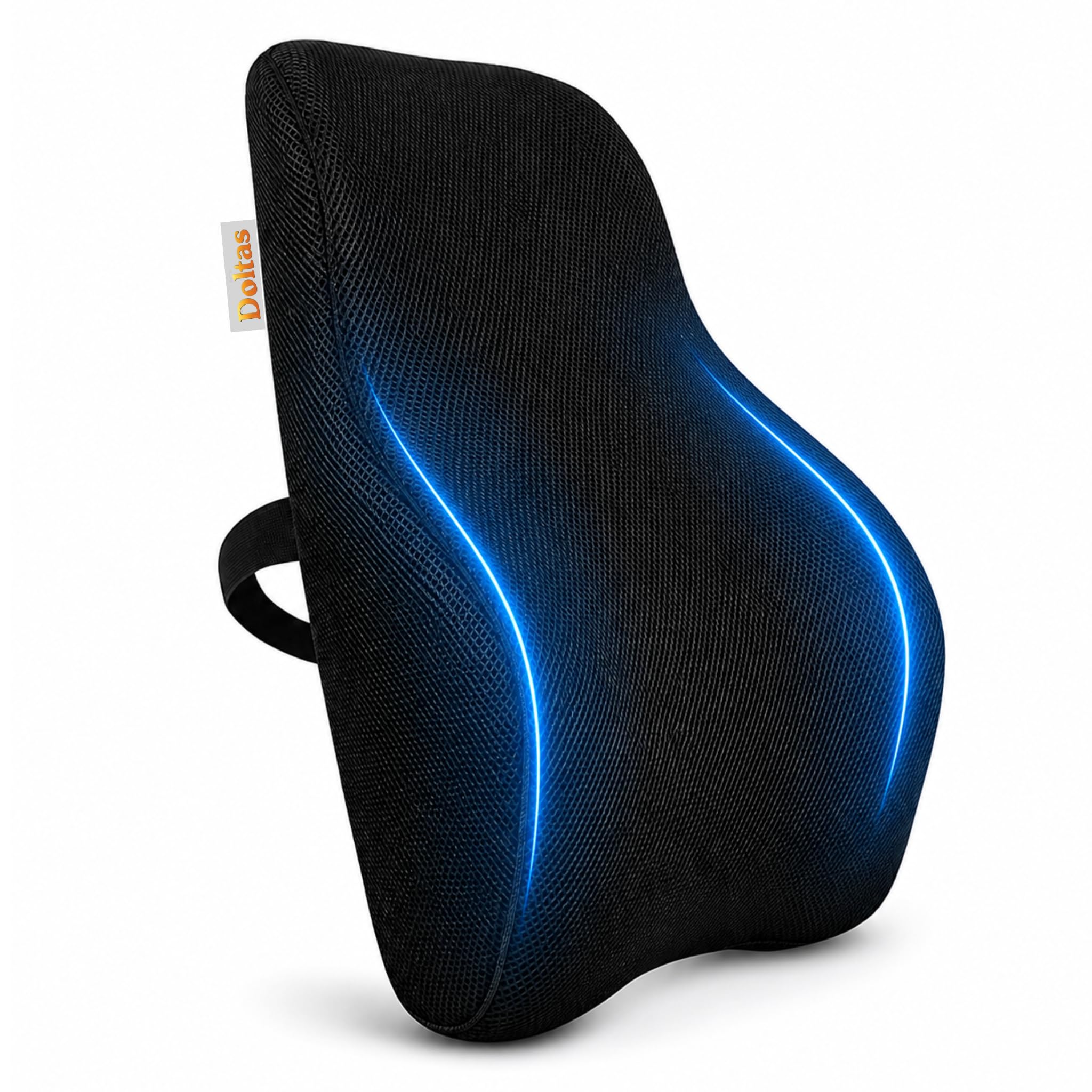 doltas orthopedic lumbar back rest for back pain relief | memory foam with ergonomic back portable backrest cushion for office chair, home office, computer chair & study chair (air mesh black)