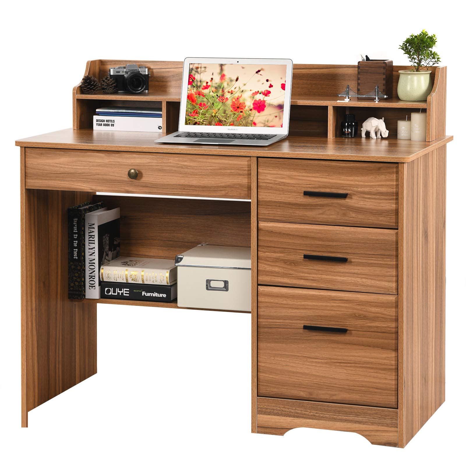 Buy Computer Desk with 4 Drawers and Hutch, Farmhouse Writing Desk with