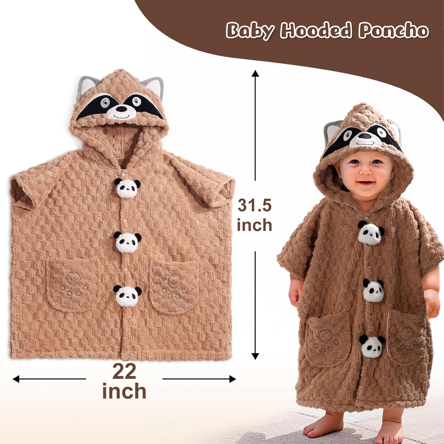 Toddler Poncho Towel Age 1-8,Soft Absorbent Baby Hooded Poncho Towels,Toddler Poncho Towels for Baby