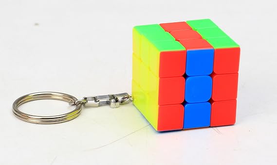 CuberSpeed Mini 3x3 Keychain Cube - Stickerless Bright Speed Magic Keyring