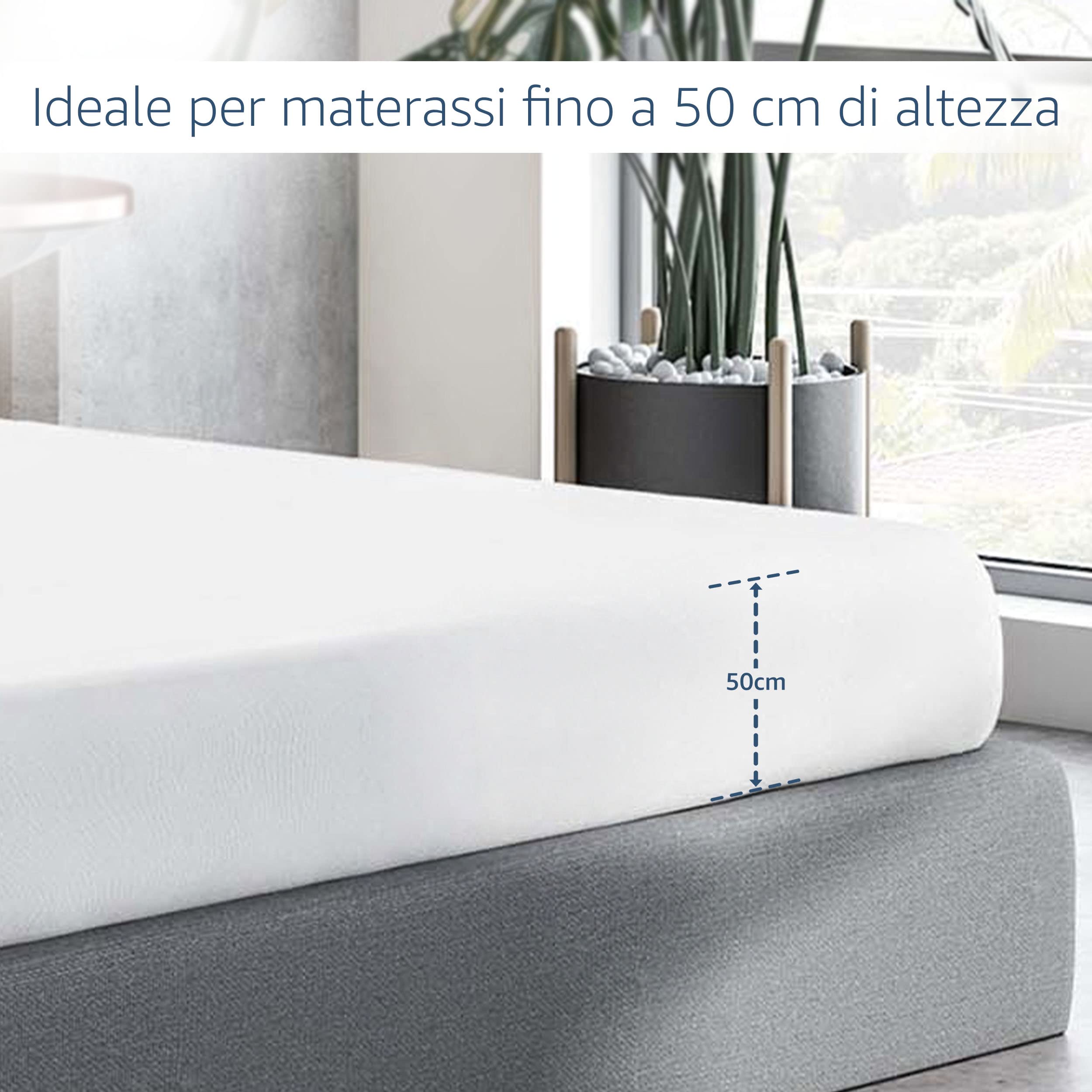 Amago Lenzuolo con Angoli 120 x 200 cm, Per Letti Boxspring e Letti ad Acqua, Angoli 50 cm, 100% Cotone, Bianco
