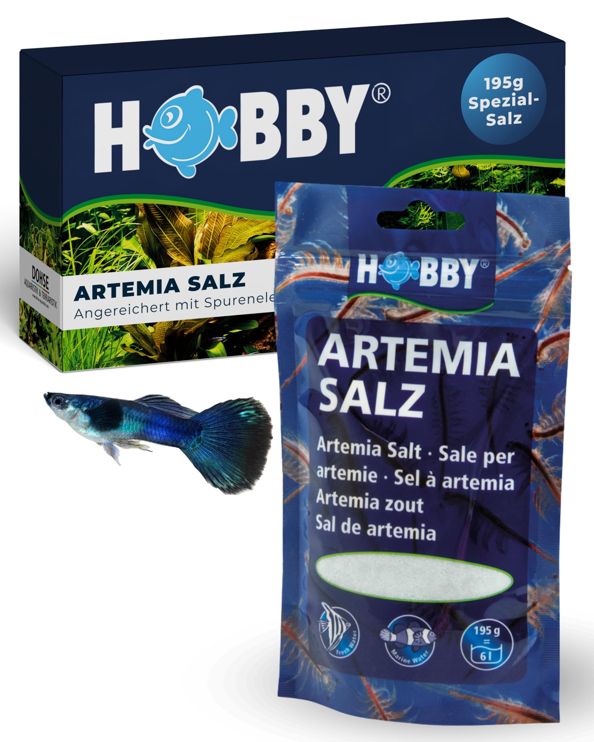 HOBBY Aquaristik Artemia Salz I 195 g I Spezial-Salz zur Zucht von Artemia-Nauplien I Salz zur Zucht von nährstoffreichem und gesundem Lebendfutter I Salz zur Artemien Aufzucht I hohe Schlupfrate
