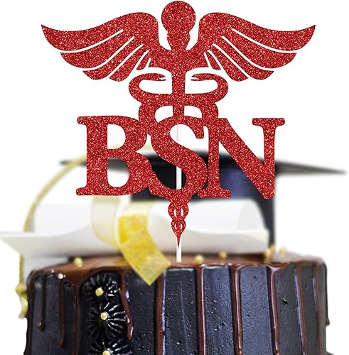 Decoración para tartas MD con purpurina roja Felicidades Doctor 2023Superviviente de la escuela de medicinaClase de 2023RNBSNFuture Doctor