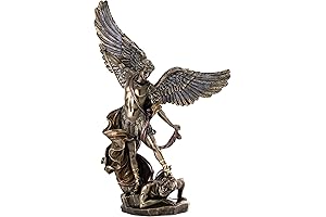 Archangel Saint Michael Statue - Guardian of Heaven Defeating the Devil in Cold-Cast Bronze