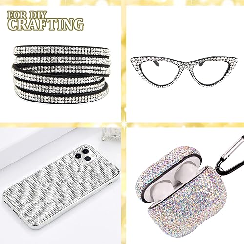 Miniatura 5 de Juego de 10 diamantes de imitación redondos de cristal con parte trasera plana, rojo cristalino, negro, azul real, verde oscuro, con lápiz recogedor