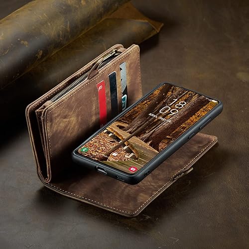 Miniatura 36 de SZHAIYU 2 in 1 Detachable for Samsung Galaxy S23 Ultra Wallet Case with Card Holder, Retro Premium Flip Leather Cover Magnetic Zipper Pocket Phone