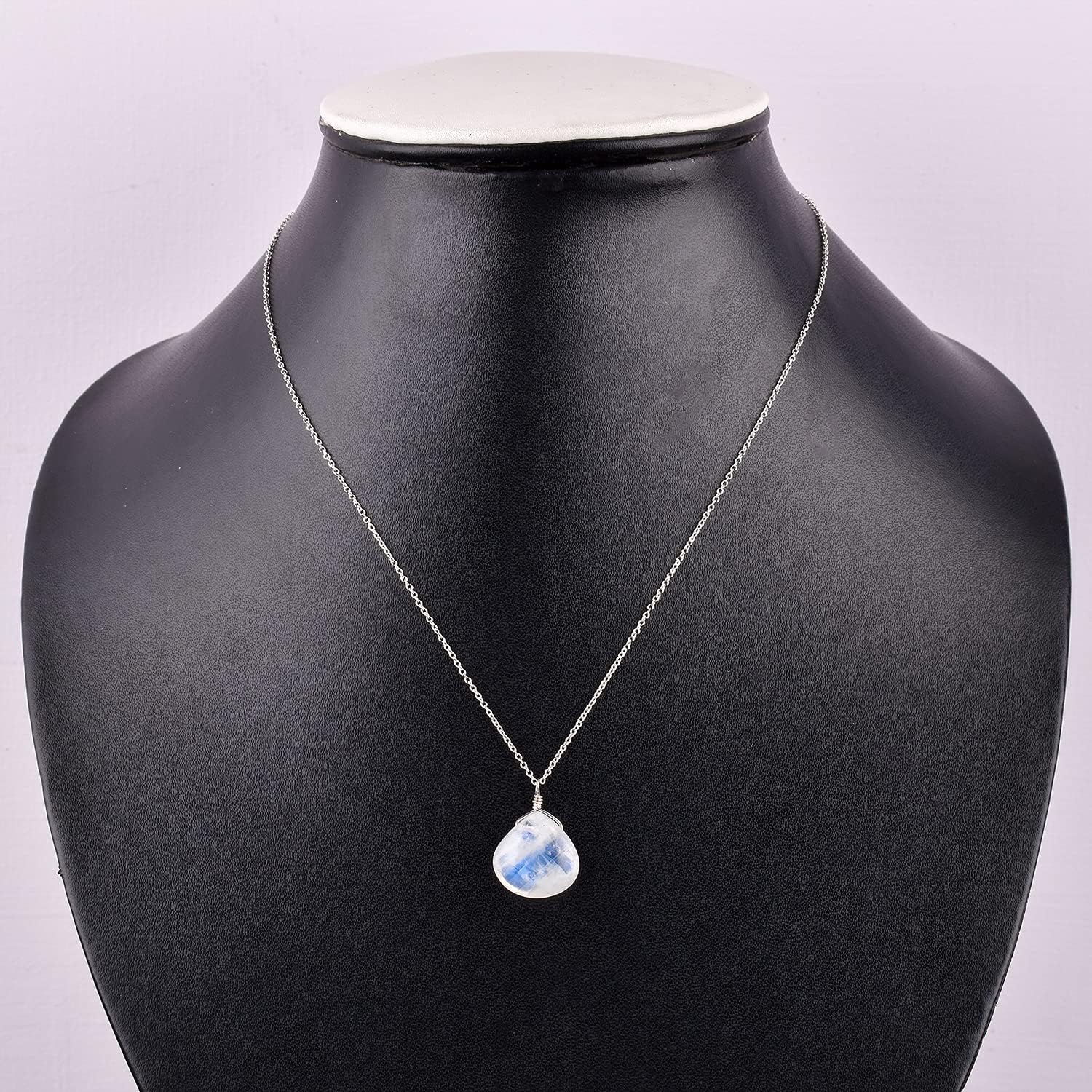 InfinityGemsArt Natural Moonstone Pendant Necklace For Women Perfect Gift This Christmas for June Born Lady Love Handmade in 925 Sterling Silver Chain 18 Inch - Image 4