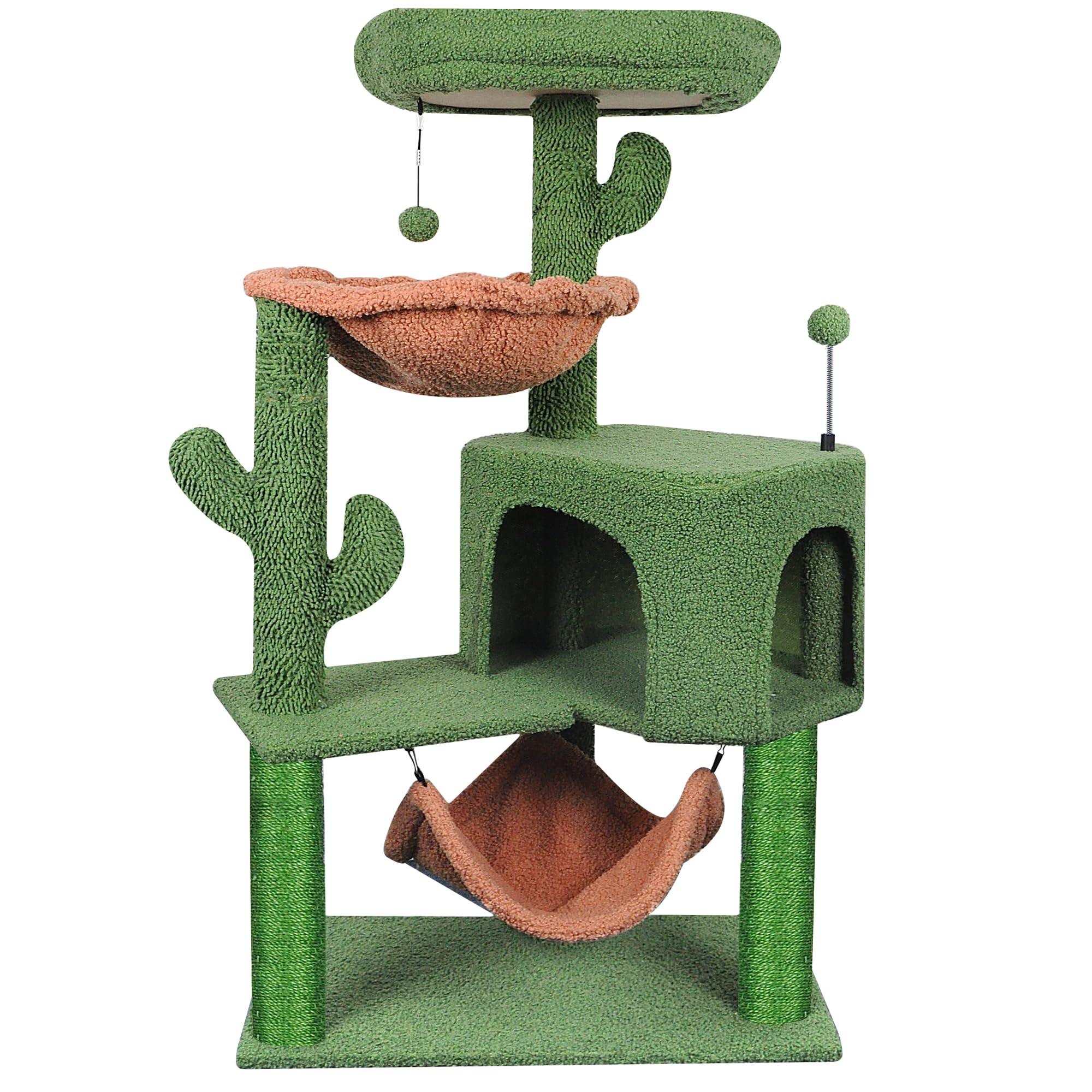 YUNIQUE Albero tiragraffi con tiragraffi e grande amaca, verde