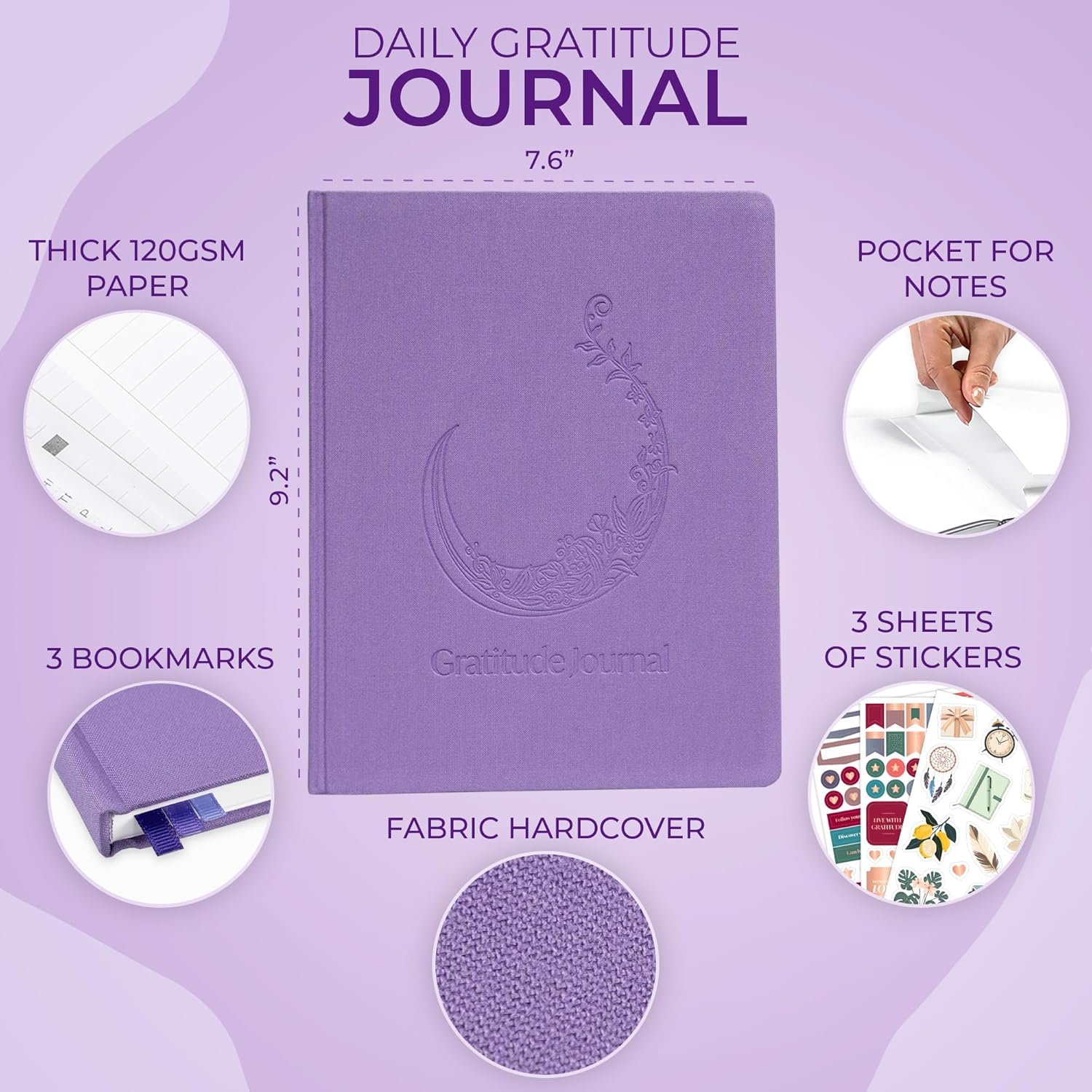 Skyline Daily Gratitude Journal – Guided Fill In the Blank Notebook for Inspirational Journaling –Positive Affirmation Planner (Lavender)