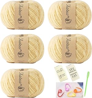 原ウール Knitworm チャティ ふんわりヤーン1色5玉セット おまけ付き/並太 30g(約84m) (4.レモン)