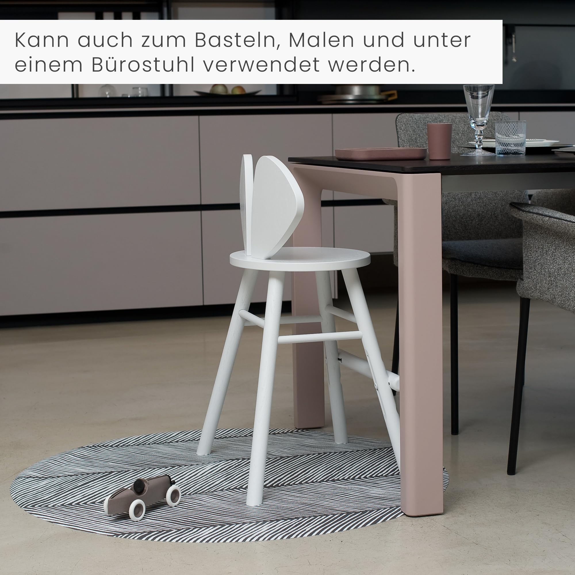 Toddlekind Hochstuhlmatte, schützt den Boden vor Kindermahlzeiten, Baby-Spritzmatte für den Hochstuhl, multifunktional, 105 cm, Sandmuster, Anchor/Kohlegrau