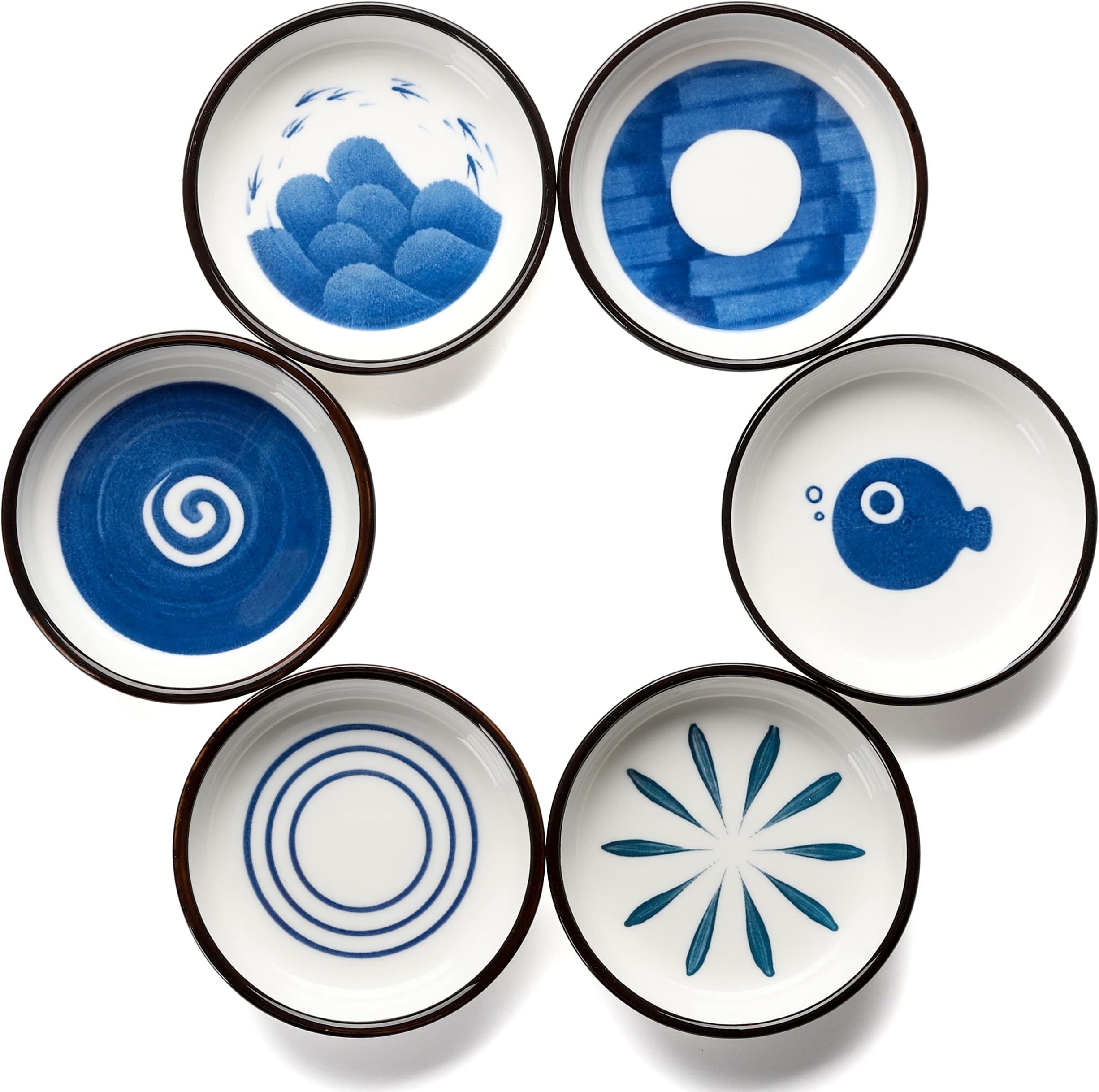 Ebros Made in Japan Blue Multi Pattern Square Glazed