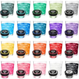 Edible Glitter for Drinks - 20 Glimmer Colors Luster Dust Edible, Food Grade Vegan Shimmering Cake Decorating Edible Glitter for Cocktail, Cakes, Chocolate, Strawberries, Beverage - 2g/bottle