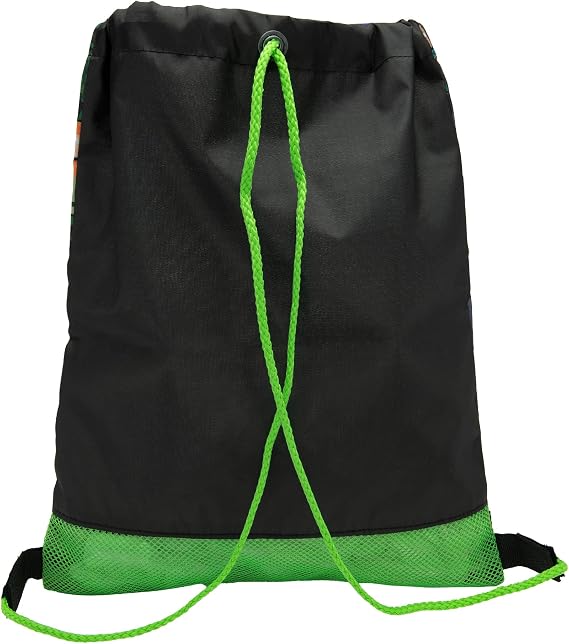 Minecraft Drawstring Bag Kids PE Kit Gym Swim Sack - Black