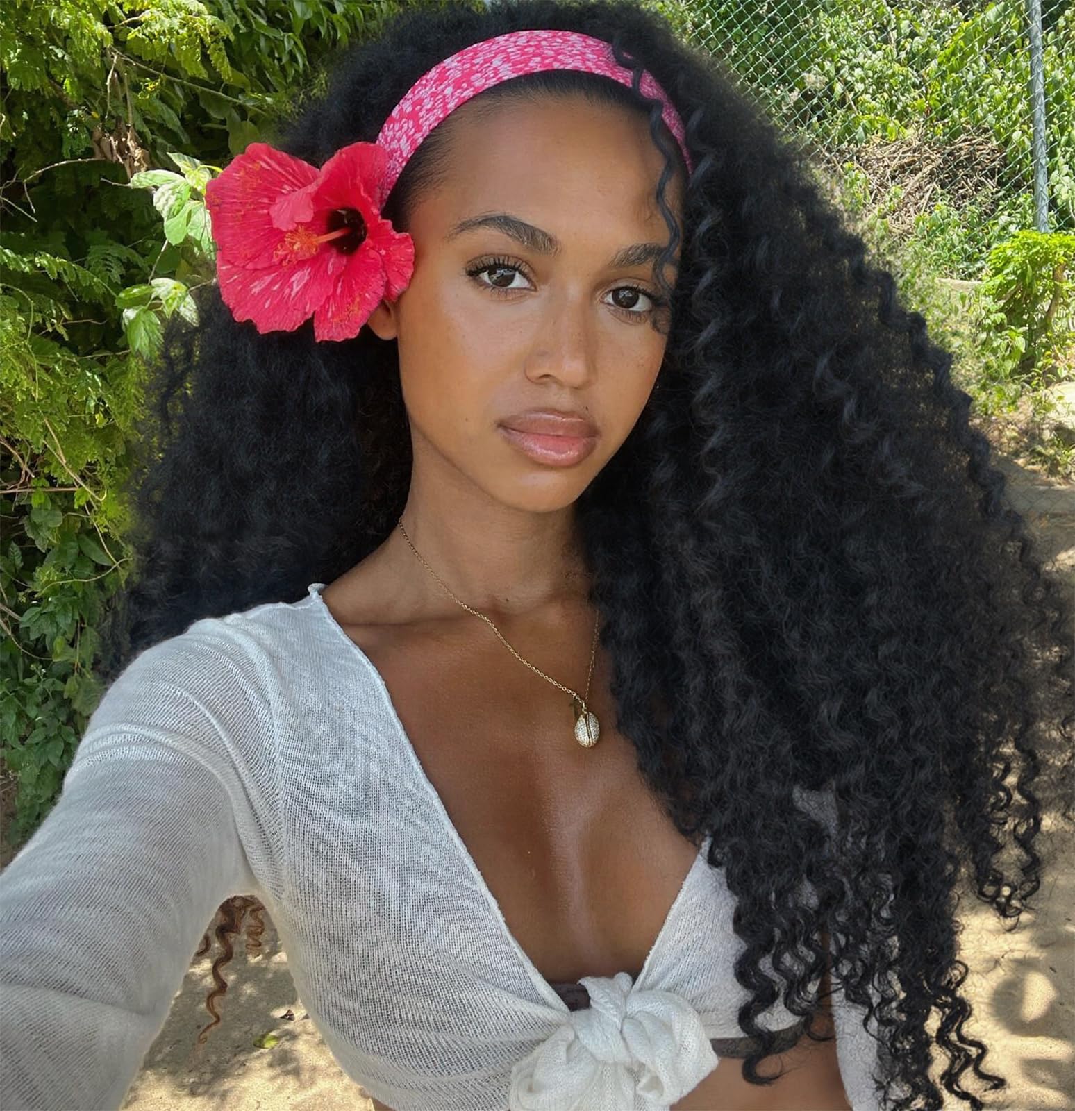 PREMPO Curly Headband Wig for Women, 20 Inch Wear and Go Glueless Wigs Deep Wave Wig Half Wig As Human Hair with 1 Headband, 180% Density Synthetic