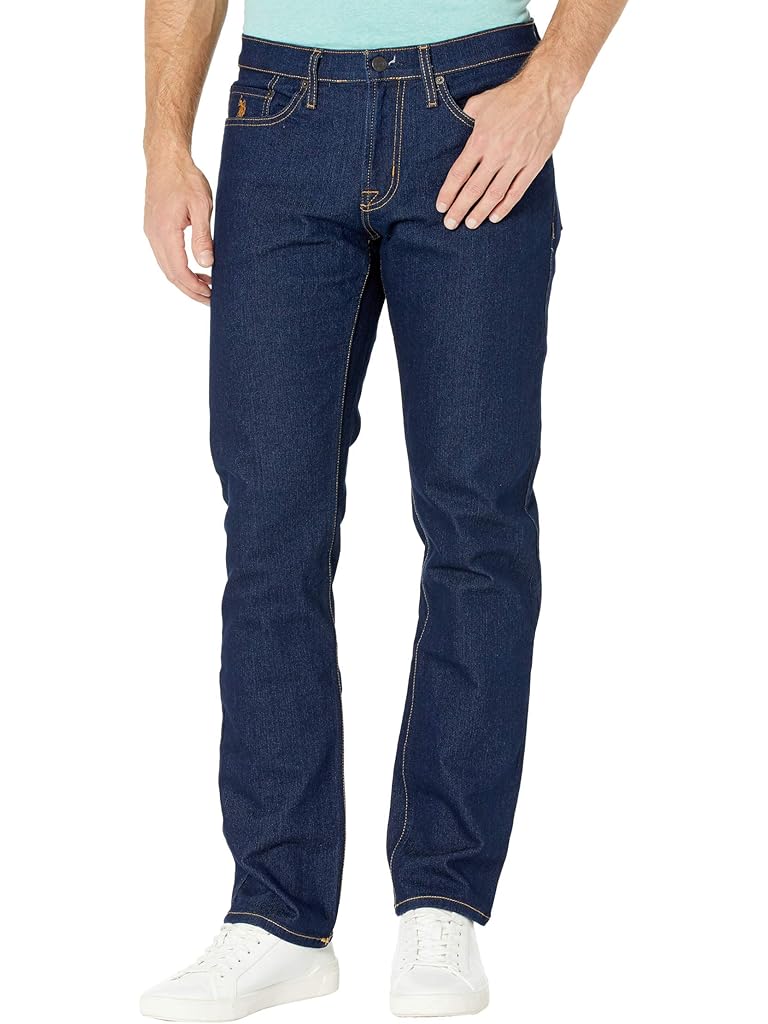 U.S. POLO ASSN. Stretch Slim Straight Five-Pocket Denim Jeans in Blue Rinse