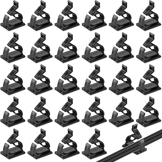 Outdoor Christmas String Lights Clips Hooks, Heavy Duty Cable Clip with Waterproof Adhesive Strips for Hanging Christmas Light Outside UV-Resistant Decoration Cord Rope Organizer(Black, 30 Pcs)